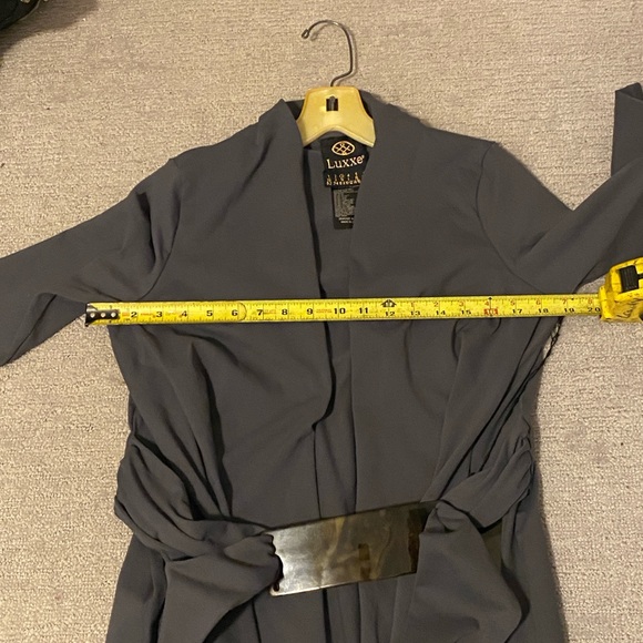 Luxxe gray long sleeve hand finished cardigan with large buckle. - Picture 6 of 8